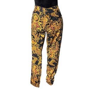 Hot Kiss Skinny Lily Jeans Black Gold Baroque Cheetah Print SZ 13 pant women